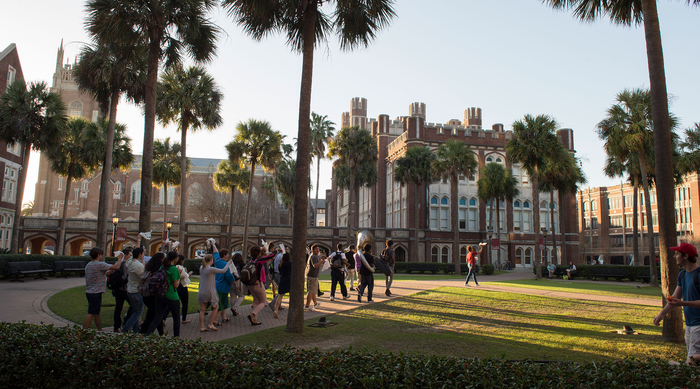 Second line on campus lawn