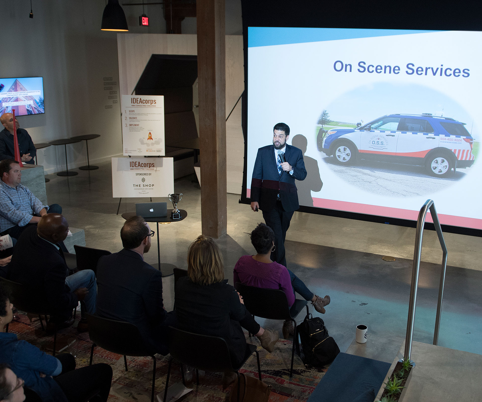 Student presenting at IdeaCorps