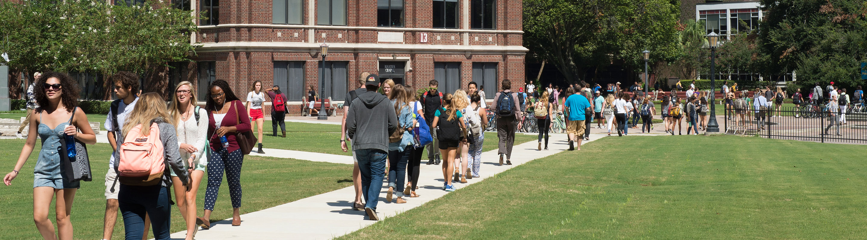 Students walking on campus in New Orleans