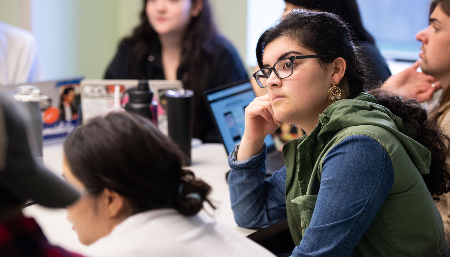 International student listening to lecture