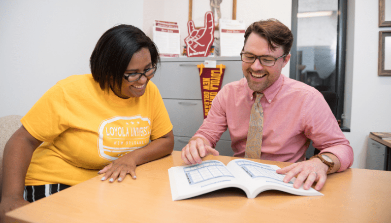 Online student meeting with a career counselor.