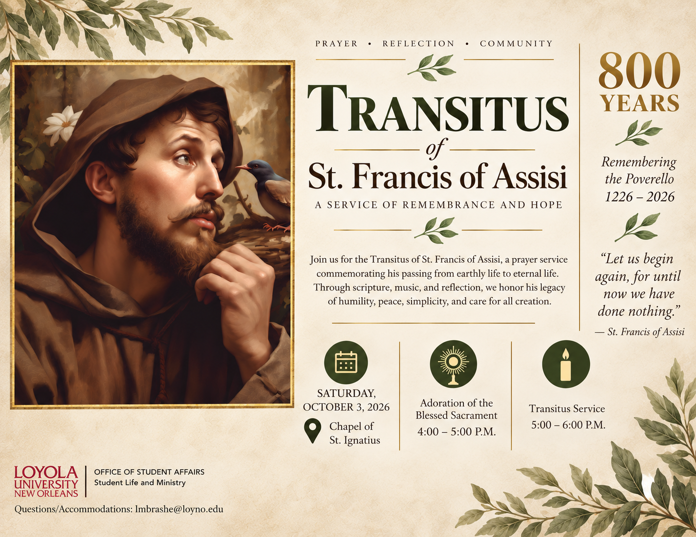 Transitus of St. Francis of Assisi: A Service of Remembrance and Hope